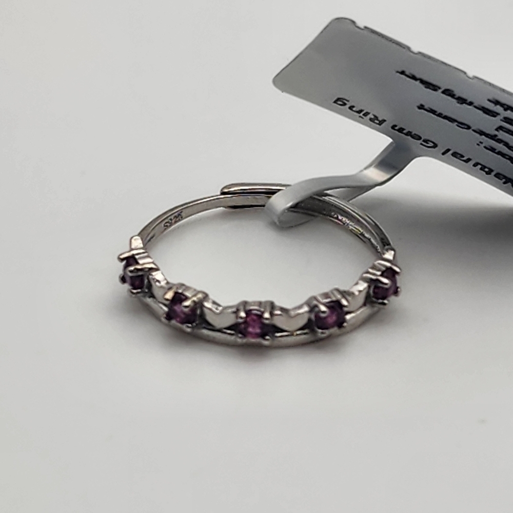 NWT Sterling Silver & Natural Purple Garnet Adjustable Ring - Picture 5 of 6